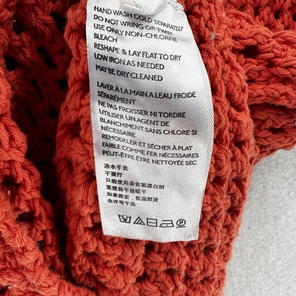 Free People FP Beach Tank Top Womens SMALL Orange Sleeveless Crochet Knit - Picture 9 of 13